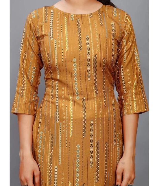 RIAANA Rayon Printed Straight Womens Kurti - Mustard ( Pack of 1 ) - None