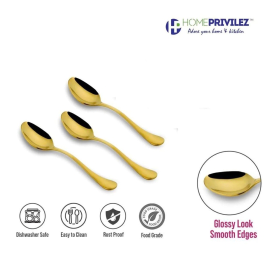 Combo 2 (PVD Gold Serving Tool 3 pcs & Aster cutlery 9Pcs)-Set of 12 pcs