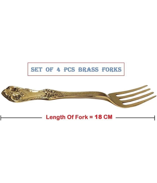 A & H ENTERPRISES - Gold Brass Dessert Fork ( Pack of 4 ) - Gold