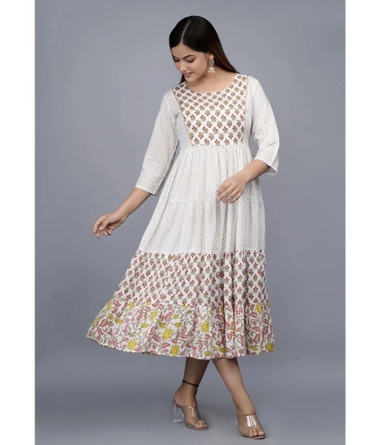 Smien - White Rayon Womens Anarkali Kurti ( Pack of 1 ) - None