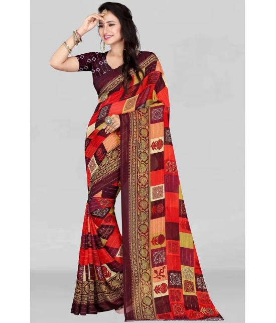 LEELAVATI - Red Georgette Saree With Blouse Piece ( Pack of 1 ) - Red