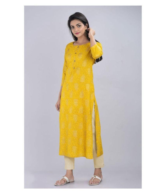 Kbz Yellow Rayon Straight Kurti - XXL