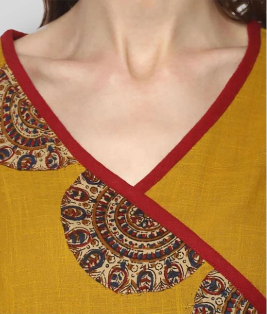 Yash Gallery - Yellow Cotton Womens Angrakha Kurti - None