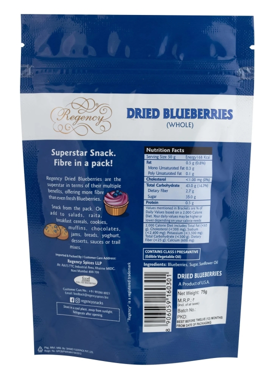 Regency Dried Blueberry, 75 Gm