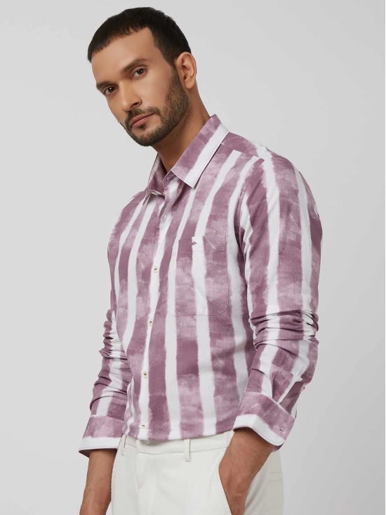 Lilac Painted Stripe Slim Fit Casual Shirt