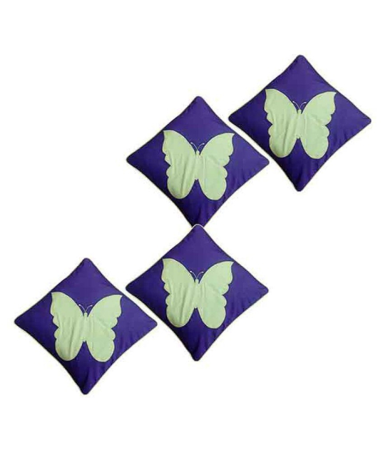 Hugs'n'Rugs Purple Cotton Cushion Covers - Set Of 4