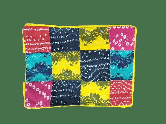 NIRJHARI Handmade Cotton Cloth Patchwork Handbag Yellow & Black (Small) Pack of 1