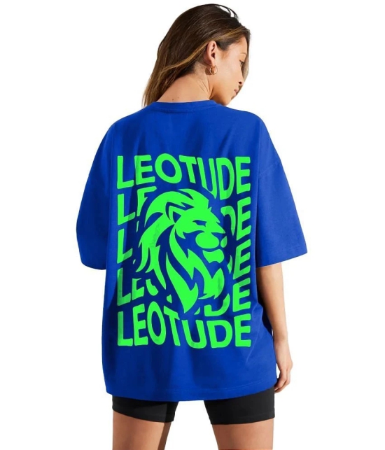 Leotude - Blue Cotton Blend Oversized Womens T-Shirt ( Pack of 1 ) - None