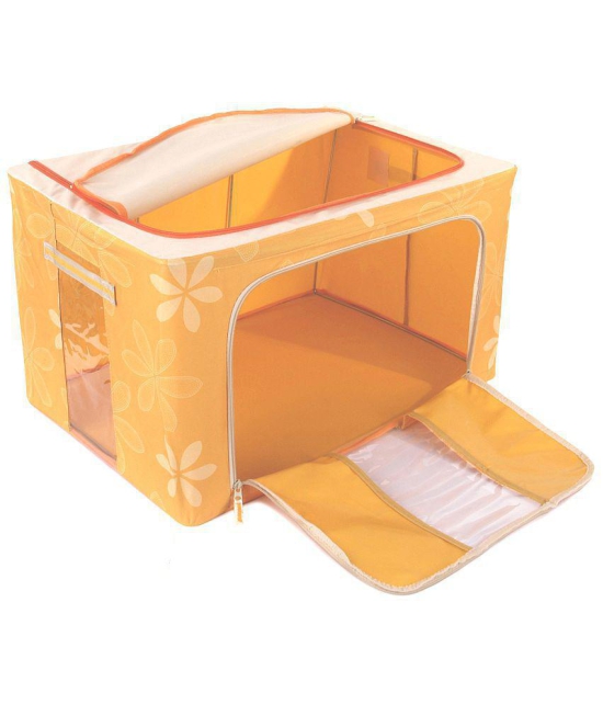 Uberlyfe Yellow Foldable Cloth Storage Box With Steel Frame