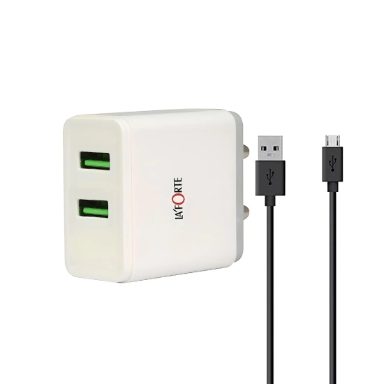 LA'FORTE Dual USB Wall Charger (Fast Charging) Power Adaptor with Micro USB Cable 2.1 A