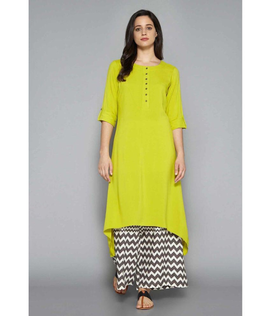 Pistaa - Lime Green Viscose Womens Asymmetrical Kurti ( Pack of 1 ) - None