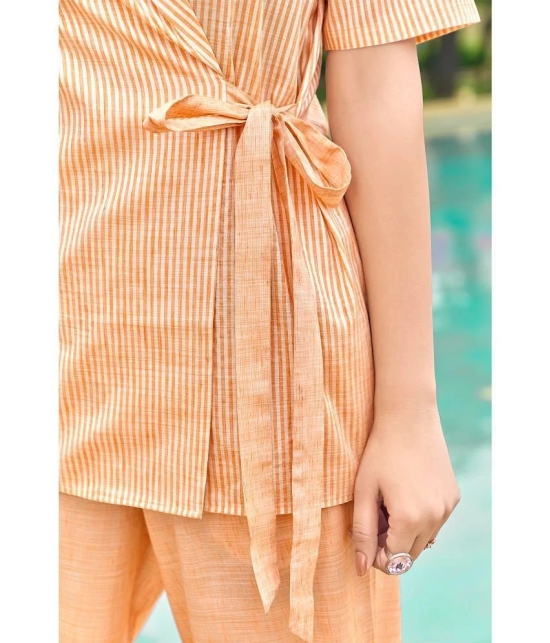 Selvia Orange Striped Palazzo Top Set - None