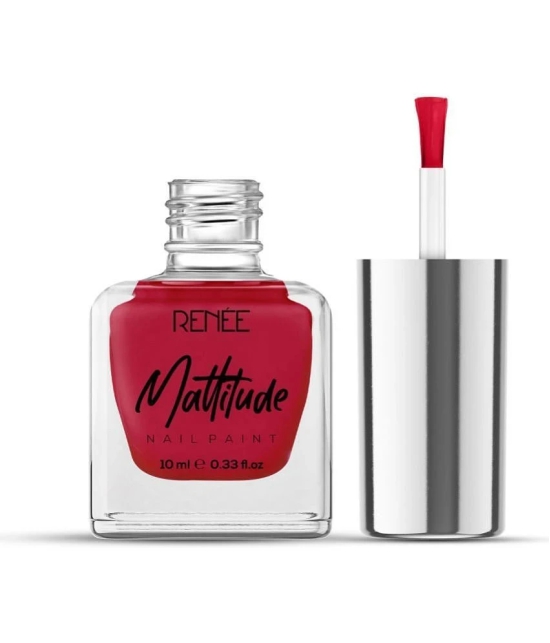 RENEE Mattitude Nail Paint- Salsa Red, Quick Drying, Matte Finish, Long Lasting, 10ml