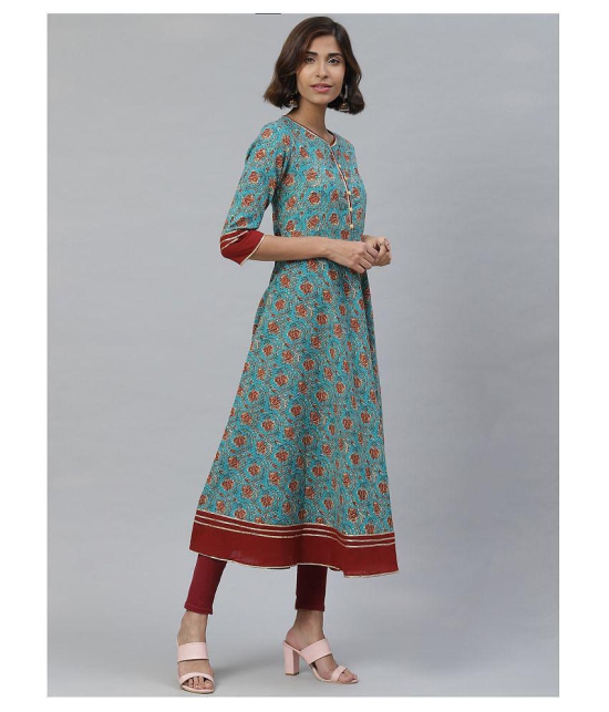 Yash Gallery - Blue Cotton Womens Flared Kurti - M