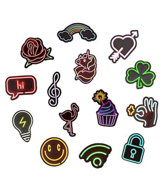 iDream Neon Light Sticker Anime Icon Animal Stickers for Laptop Suitcase Guitar Fridge Bicycle Car (Set of 50)