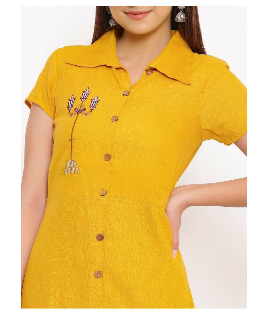 FabbibaPrints - Yellow Cotton Women's Flared Kurti ( ) - XXL