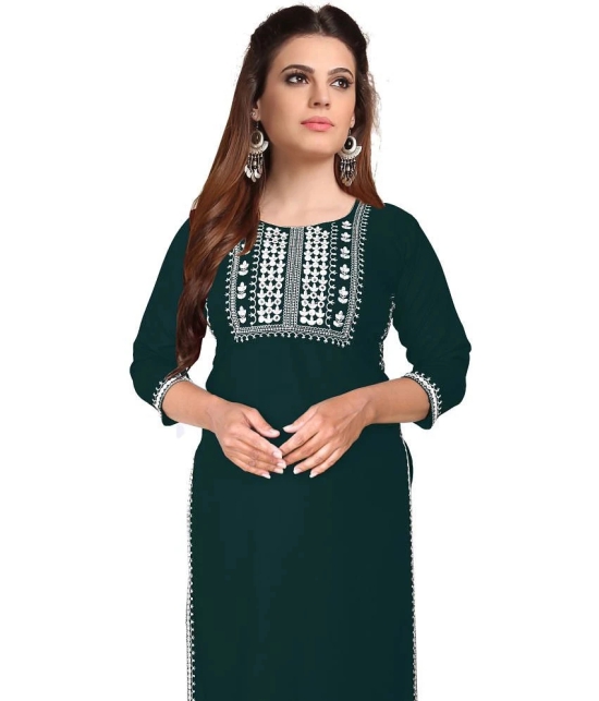 Kapadia - Green Rayon Womens Straight Kurti ( Pack of 1 ) - None