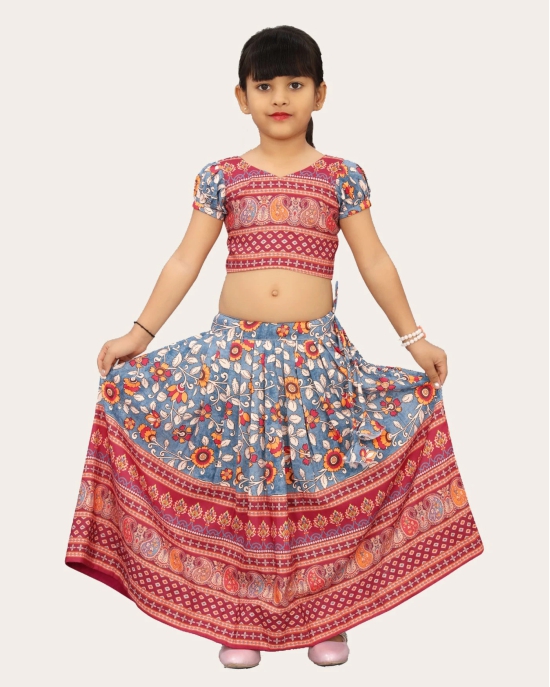 Girls Rayon Silk Fully Stitched Lehenga Choli | Bandhani Print MultiColor Lehenga Choli Set-Maroon / 5 Years-6 Years