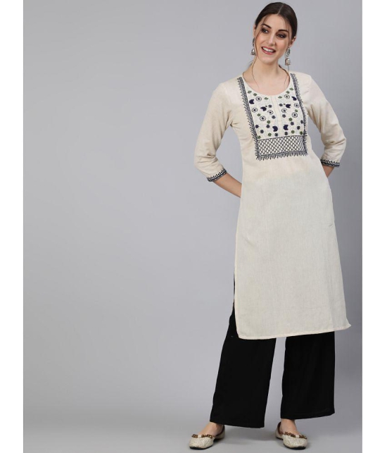 Antaran - Off White Cotton Womens Straight Kurti ( Pack of 1 ) - None