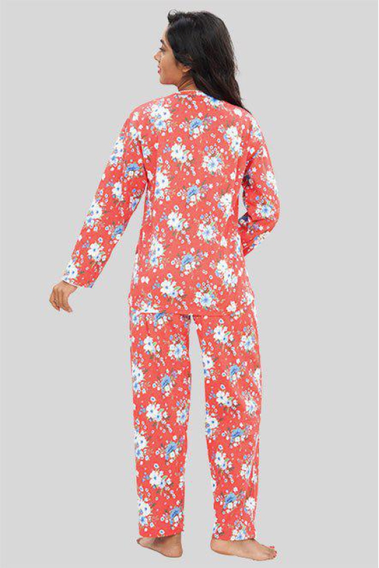 Women Full Sleeves Knit Cotton Pyjama Set-XL