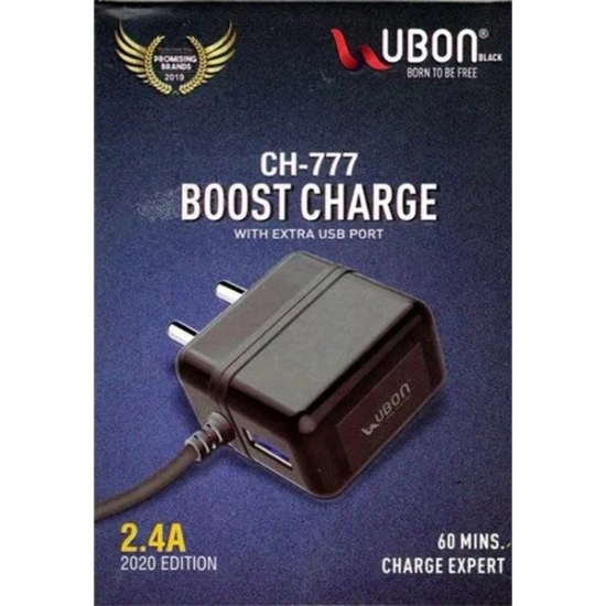 UBON CH-777 Boost With Extra Usb Port Charger (Black)