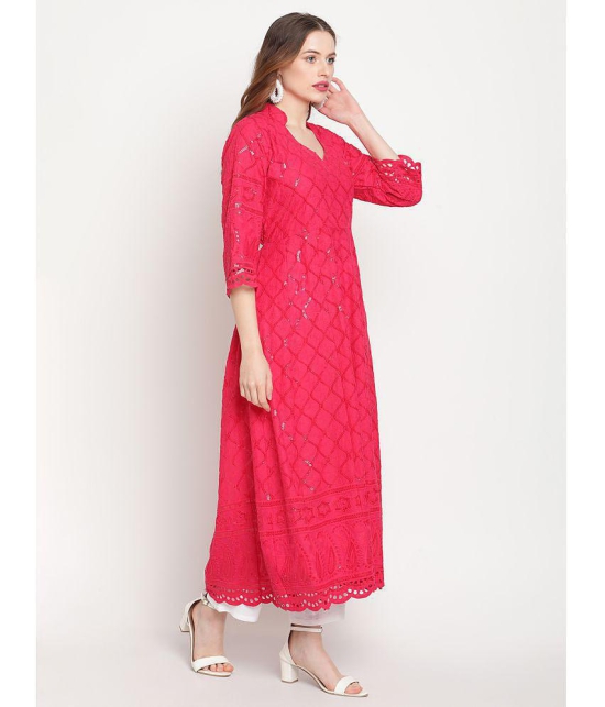 Queenley - Pink Cotton Women's Flared Kurti - None