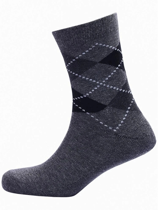 PLIMA Cotton Mens Argyle Dark Grey Mid Length Socks ( Pack of 4 ) - Dark Grey