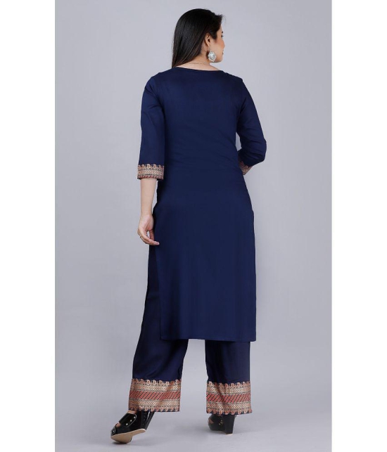 MAUKA - Blue Straight Rayon Women's Stitched Salwar Suit ( Pack of 1 ) - None