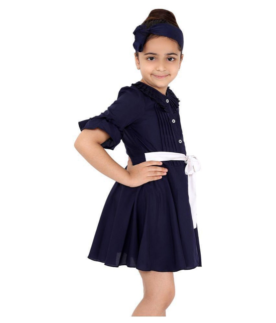 Naughty Ninos Girls Navy Blue Fit & Flared Dress - None