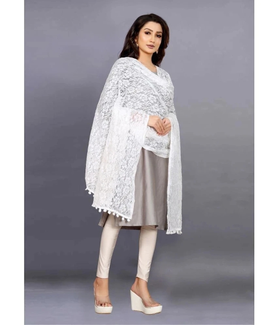 A TO Z CART White Georgette Womens Dupatta - ( Pack of 1 ) - White