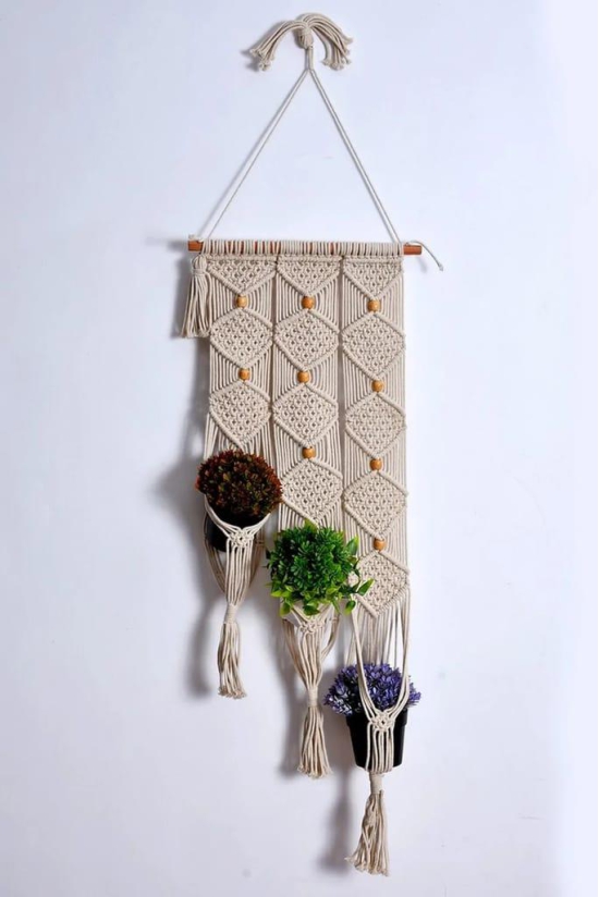 Macrame Planter Pot Holder Hanging, 3 Hangers