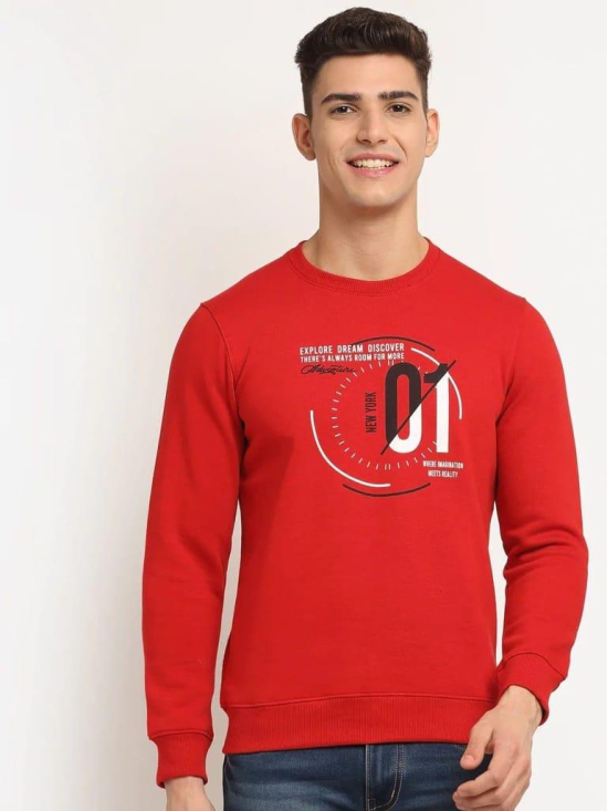 Rodamo  Men Red Printed Sweatshirt