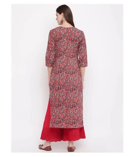 Vbuyz Red Cotton Straight Kurti - XL