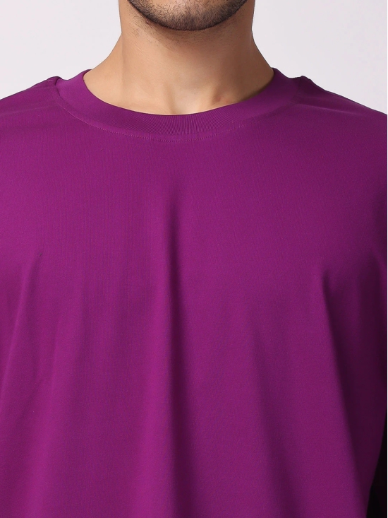 Purple Plain Oversized Drop Shoulder T-Shirt-M / Purple