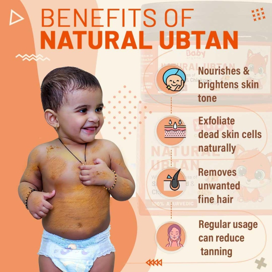 BabyOrgano Natural Ubtan and Soothing Baby Powder Combo | Natural Ubtan (100g) + Soft & Gentle Baby Powder (100g) | FDCA Certified | 100% Safe