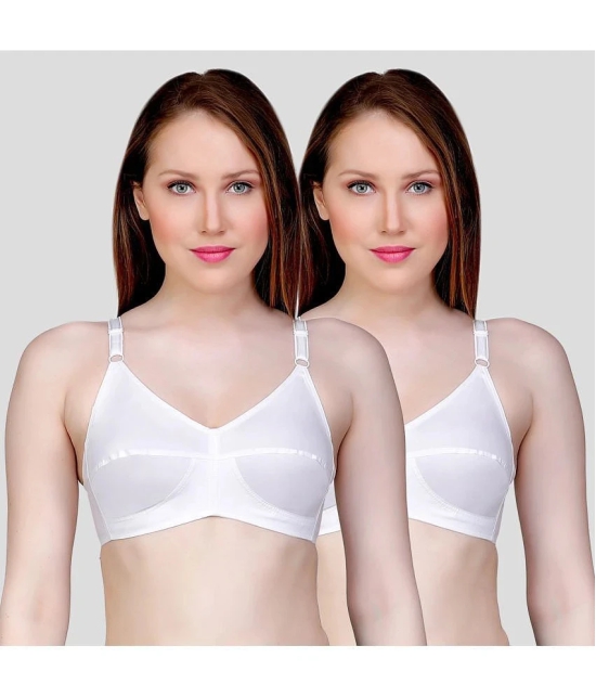 TCG - White Cotton Non Padded Womens Everyday Bra ( Pack of 2 ) - None