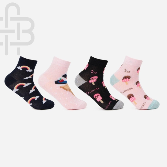 Designer Socks For Girls- Pack Of 4 Assorted 9-12 Years