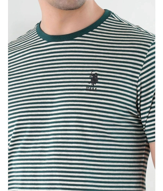 U.S. Polo Assn. Cotton Regular Fit Striped Half Sleeves Mens T-Shirt - Dark Green ( Pack of 1 ) - None