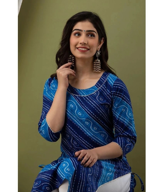 Lee Moda - Blue Cotton Blend Womens Straight Kurti ( Pack of 1 ) - S