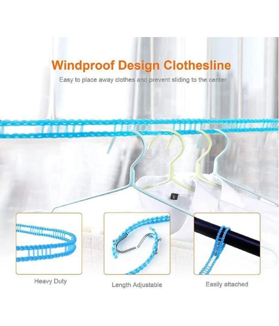 RAMDEV ENTERPRISE 5 Meters Windproof Anti-Slip Clothes Washing Line Drying Nylon Rope with Hooks