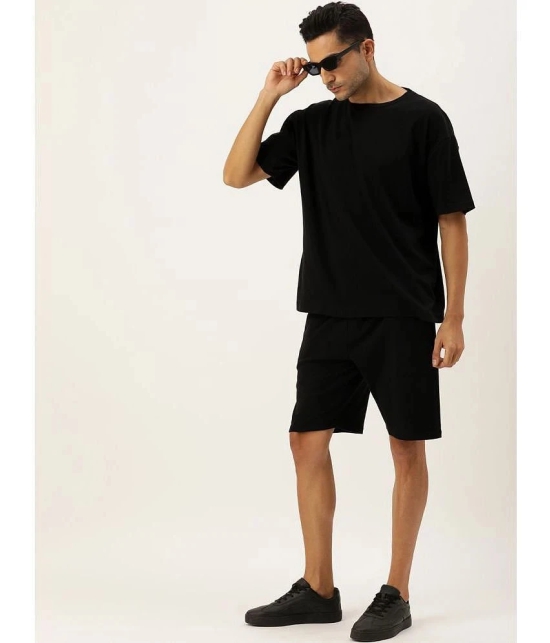 Bene Kleed Cotton Oversized Fit Solid Half Sleeves Mens T-Shirt - Black ( Pack of 1 ) - None