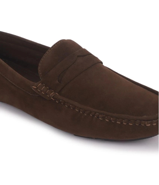 UrbanMark Men Comfortable Suede Leather Slip-On Loafers- Brown - 8