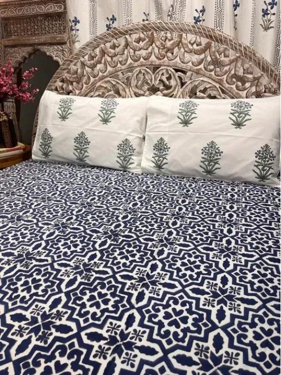 Hand Block Cotton Bedsheet | Nisha Bedsheet-Super King