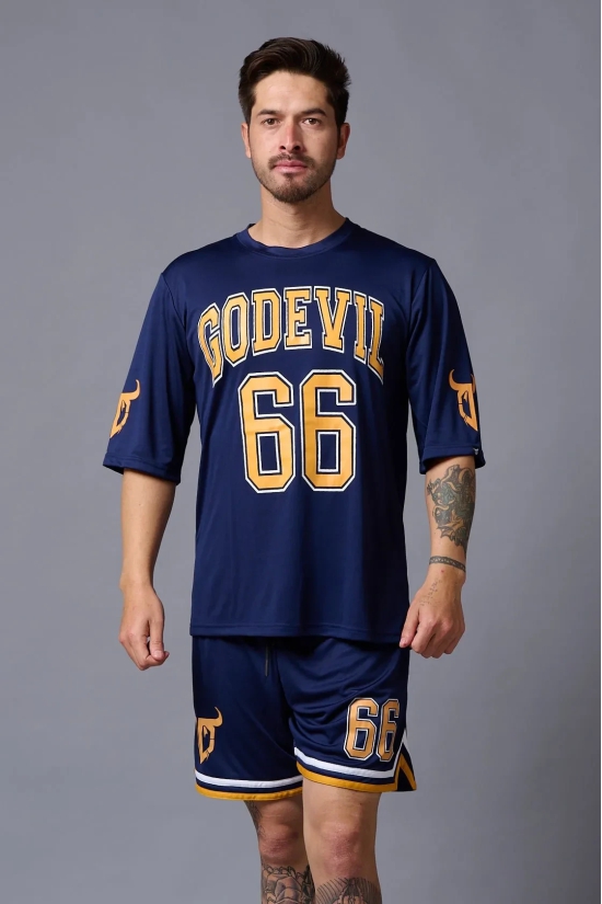 Go Devil 66 Printed Polyester Navy Co-ord Set for Men L