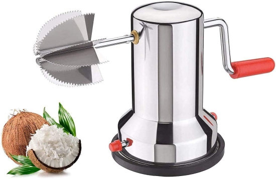 Entisia Coconut Scrappers Machine - 1 Pcs Stainless Steel Coconut Grater, Manual Hand Roller Coconut Crusher Tool for Home Kitchen Chutney, Dhokla, Khandvi (Pack of 1, Multicolor)