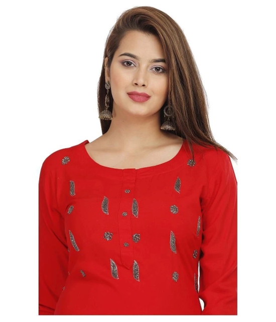 HIGHLIGHT FASHION EXPORT - Red Rayon Womens Straight Kurti - XXL