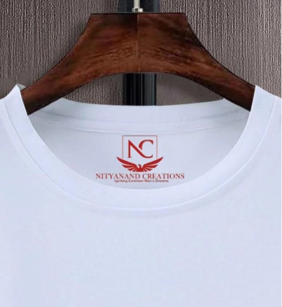 NITYANAND CREATIONS Round Neck White Holi T-Shirt for MEN-HOLI-T-SHIRT-11511-L