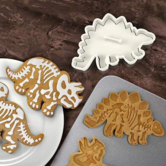 NIDY® Dinosaur Fossil PVC Cream Chocolate Decoration Molds Cookie Making Stamps -Set of 3 Pieces