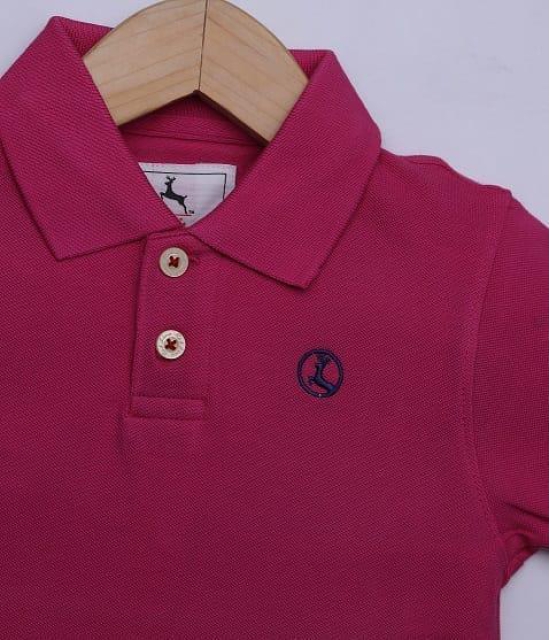 Boys Pink Solid Polo T-Shirt