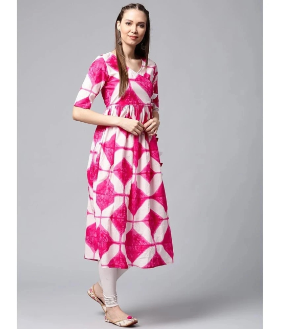 Antaran Cotton Printed Angrakha Womens Kurti - Pink ( Pack of 1 ) - None